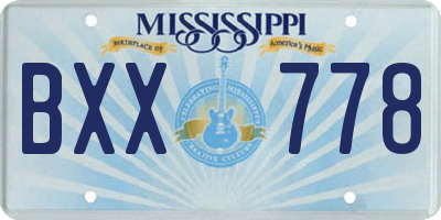 MS license plate BXX778