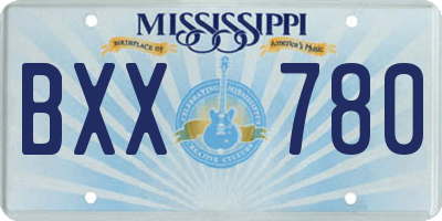 MS license plate BXX780