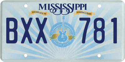 MS license plate BXX781