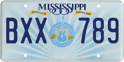 MS license plate BXX789