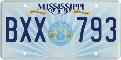 MS license plate BXX793
