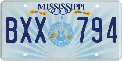 MS license plate BXX794