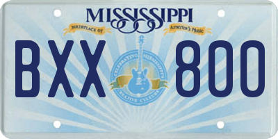 MS license plate BXX800