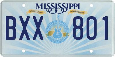 MS license plate BXX801