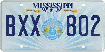 MS license plate BXX802