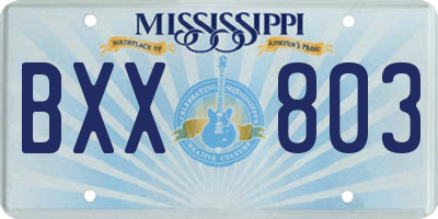 MS license plate BXX803