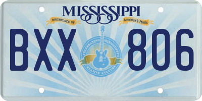 MS license plate BXX806