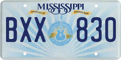 MS license plate BXX830