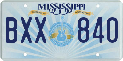 MS license plate BXX840