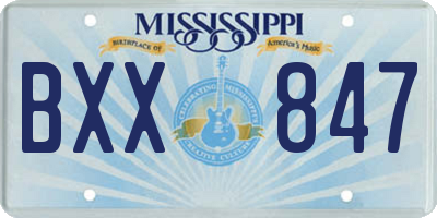 MS license plate BXX847
