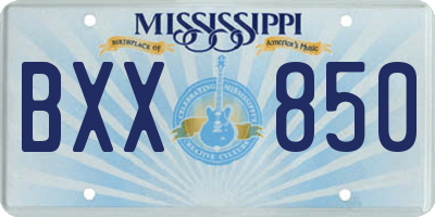 MS license plate BXX850