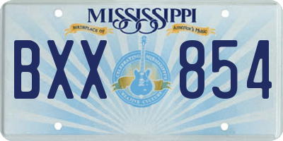 MS license plate BXX854