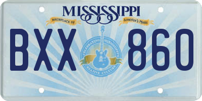 MS license plate BXX860