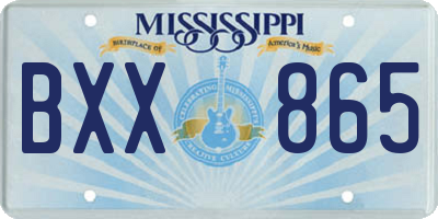 MS license plate BXX865
