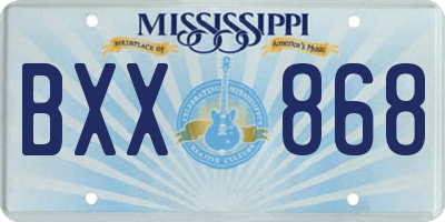 MS license plate BXX868
