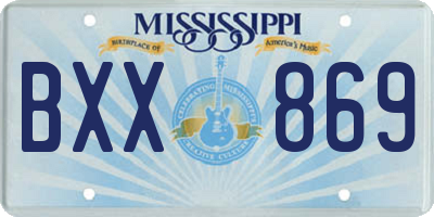 MS license plate BXX869