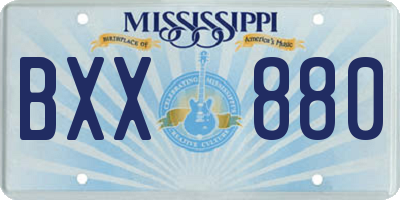 MS license plate BXX880