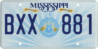 MS license plate BXX881