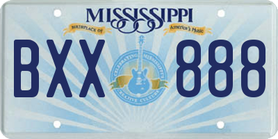 MS license plate BXX888