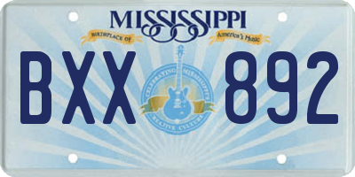 MS license plate BXX892
