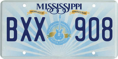 MS license plate BXX908
