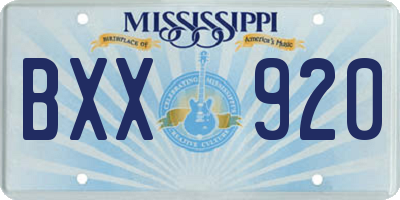 MS license plate BXX920