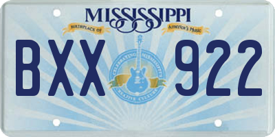 MS license plate BXX922