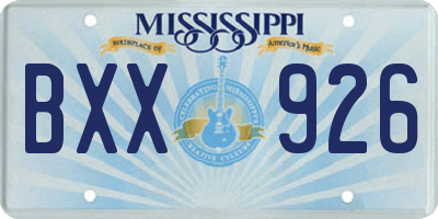 MS license plate BXX926