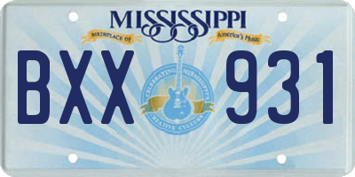 MS license plate BXX931
