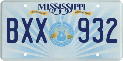 MS license plate BXX932