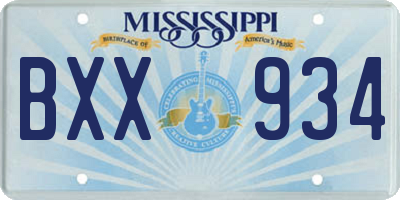 MS license plate BXX934