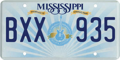 MS license plate BXX935