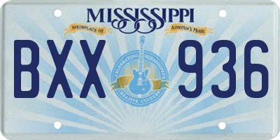MS license plate BXX936