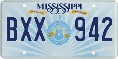 MS license plate BXX942