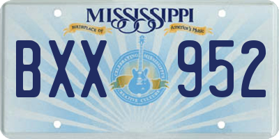 MS license plate BXX952