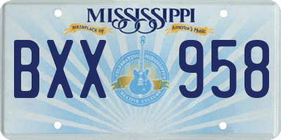 MS license plate BXX958