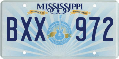 MS license plate BXX972