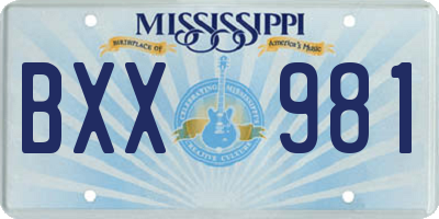 MS license plate BXX981