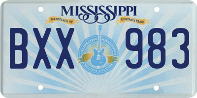 MS license plate BXX983