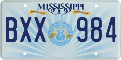 MS license plate BXX984