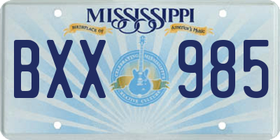 MS license plate BXX985