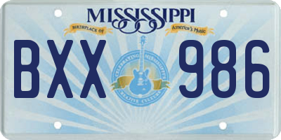 MS license plate BXX986