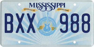 MS license plate BXX988