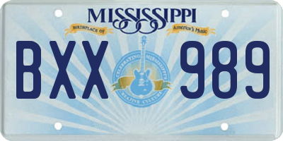 MS license plate BXX989