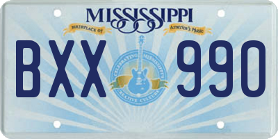 MS license plate BXX990