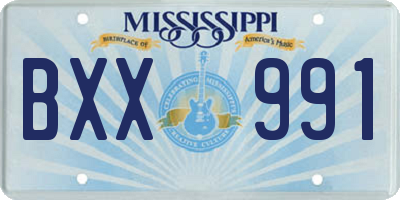 MS license plate BXX991