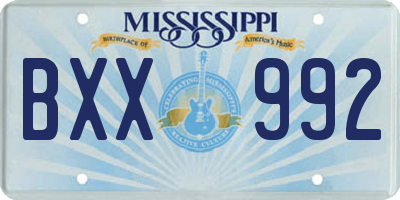MS license plate BXX992