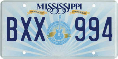 MS license plate BXX994