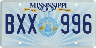 MS license plate BXX996