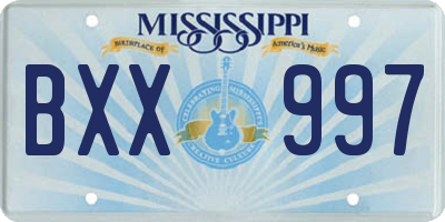 MS license plate BXX997